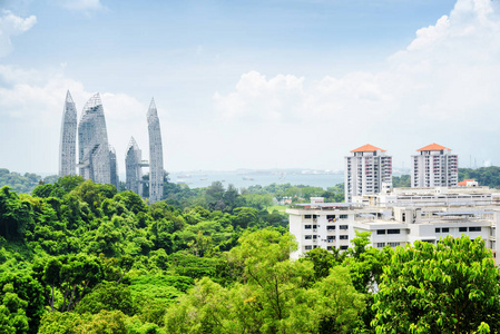 在新加坡的城市景观。令人惊异的摩天大楼树林