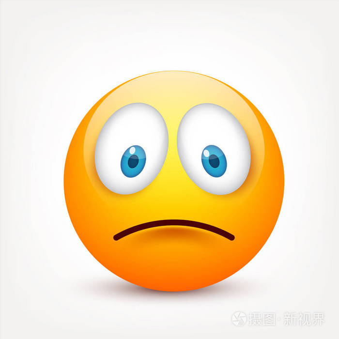 黄色的脸与情感.面部表情.3d 的真实表情.悲伤, 快乐, 愤怒的脸.
