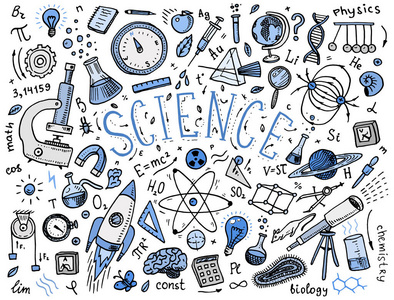 刻的手绘在旧素描和复古的风格 科学公式和计算在物理和数学 化学和生物学或天文学在白板上 教育和科学插画 正版商用图片0yxnnv 摄图新视界