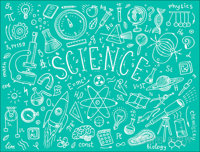 刻的手绘在旧素描和复古的风格 科学公式和计算在物理和数学 化学和生物学或天文学在白板上 教育和科学插画 正版商用图片0yxnnv 摄图新视界