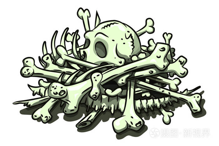 卡通形象的堆白骨