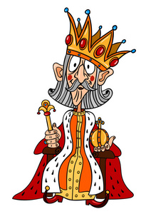 卡通形象的巨大皇冠的国王