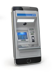 移动的网上银行和支付概念。作为 Atm 智能手机我