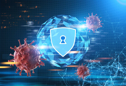 过滤病毒安全防护, 病毒, 多边形和 orb照片