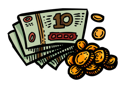 卡通形象的现金图标.货币符号照片