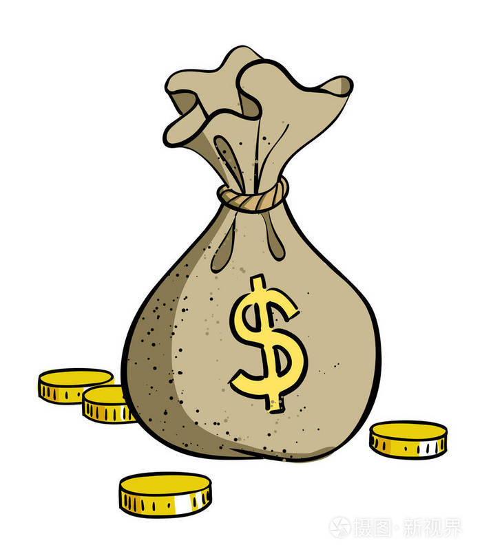 卡通形象的钱袋子图标货币符号