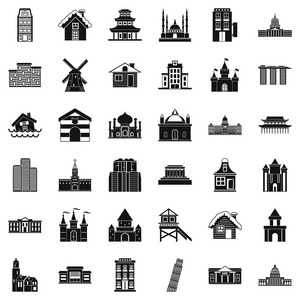 城市建筑图标集 简单的风格