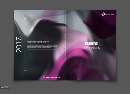紫色 黑色优雅设计手册封面 信息标题 标题页。现代向量头版艺术与 grunge 污点主题。创造性的紫罗兰色图图标。花式组成