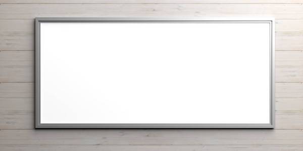 木制的背景上的银色边框.3d 图照片