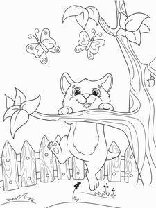 猫在围栏图片-猫在围栏素材-猫在围栏插画-摄图新视界