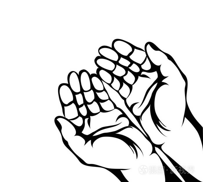 手势打开手掌两只手给或接收轮廓图形