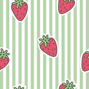 手绘打印草莓和条带