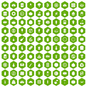 100 营养图标六角绿色