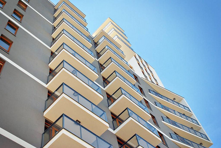 现代公寓楼外墙照片