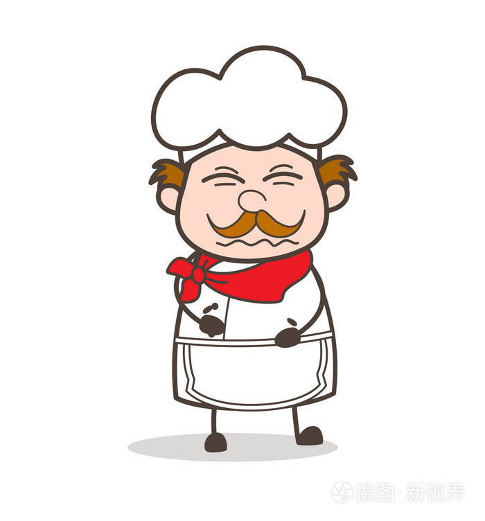 卡通厨师与迷惑的脸矢量图