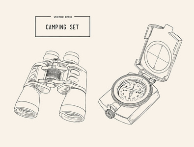 手定野营设备图纸矢量