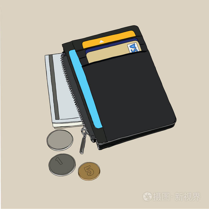 货币和信贷卡矢量的钱包插画-正版商用图片0yypsz-摄图新视界