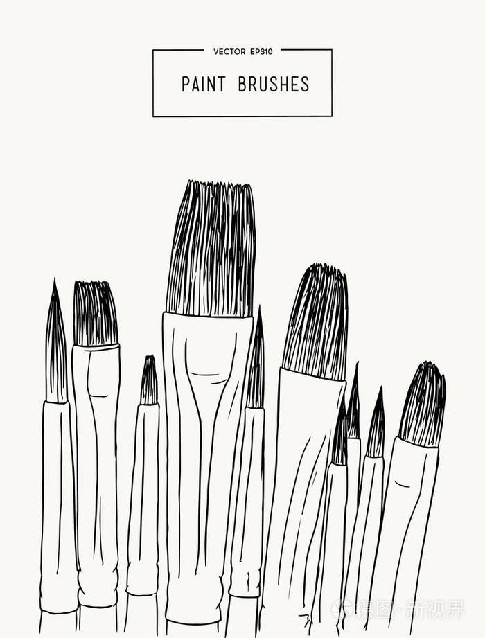 设置的水颜色画笔,艺术家工具素描矢量插画-正版商用图片0yyq3b-摄图