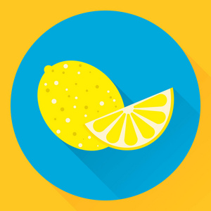 矢量平面图标柠檬，黄色，蓝色