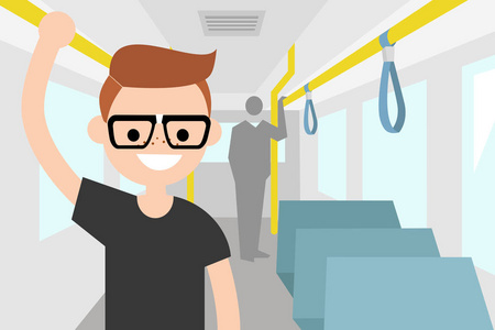 代客停车位在机场极客校车人物卡通矢量插画代客行和字形图标, 酒店和