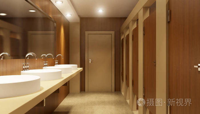 在办公大楼的公共厕所.3d 渲染
