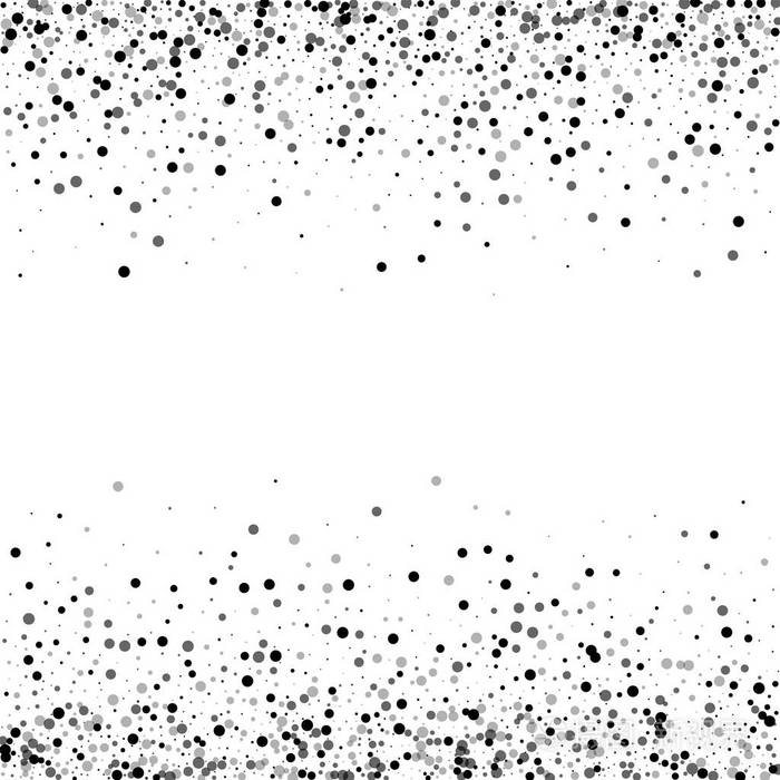 密集的黑点分散的边界与密集的黑点,在白色背景矢量图