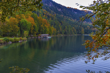 秋天在 alpsee 湖