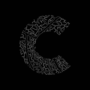 使用叶静脉图案白色填充的性质字母表生态装饰字体大写字母 C