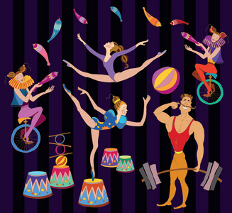 杂技演员, 小丑, 嘉年华展照片