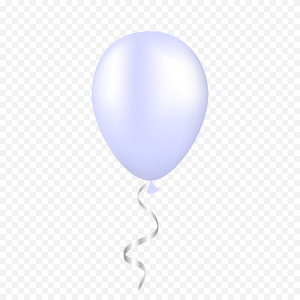 在透明背景上的向量白色气球。3d 现实节日快乐飞行氦气球