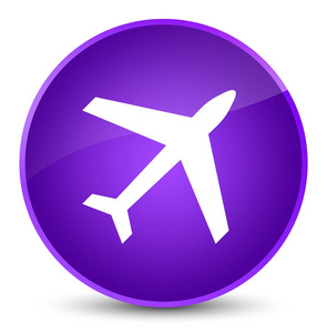 飞机图标优雅紫色圆形按钮