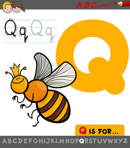 与试蜜蜂卡通字母 q