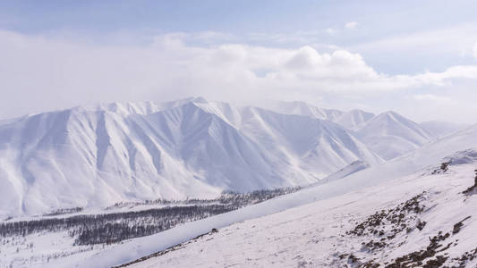 山，早上，冬天，雪景观