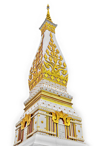 寺的帕，帕侬舍利塔含佛乳腺癌骨，该地区最重要的南传佛教建筑之一位于泰国东北部那空拍侬省。孤立的白色背景