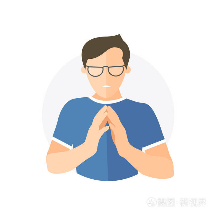 眼镜嫉妒的家伙阴险报复心强的人平面设计图标邪恶报复性的情绪只是可