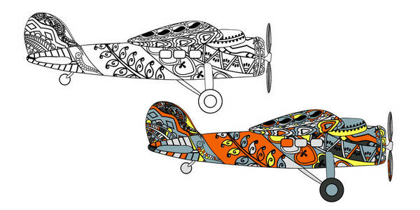 用民族涂鸦图案的飞机.