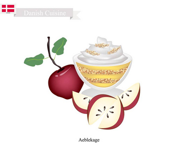 Aeblekage 或苹果蛋糕 受欢迎的甜品，在丹麦