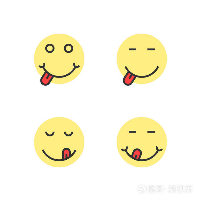 黄色细线美味表情的面孔插画-正版商用图片0z0caw-摄图新视界