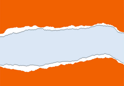 矢量图的白色背景适合文本插入一个孤立的灰色背景撕裂橙色纸