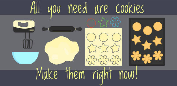 平面向量家庭烘焙食谱信息图表，如何使自制的曲奇饼