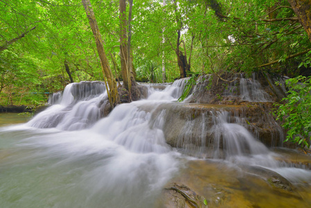 在 Khuean 西娜卡琳达国家公园北碧府泰国清迈湄卡闵瀑布
