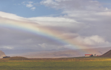 南冰岛景观与彩虹