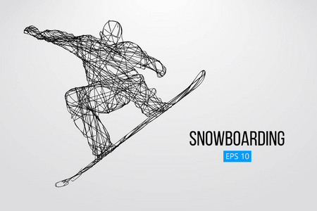 剪影跳跃滑雪的孤立。矢量图