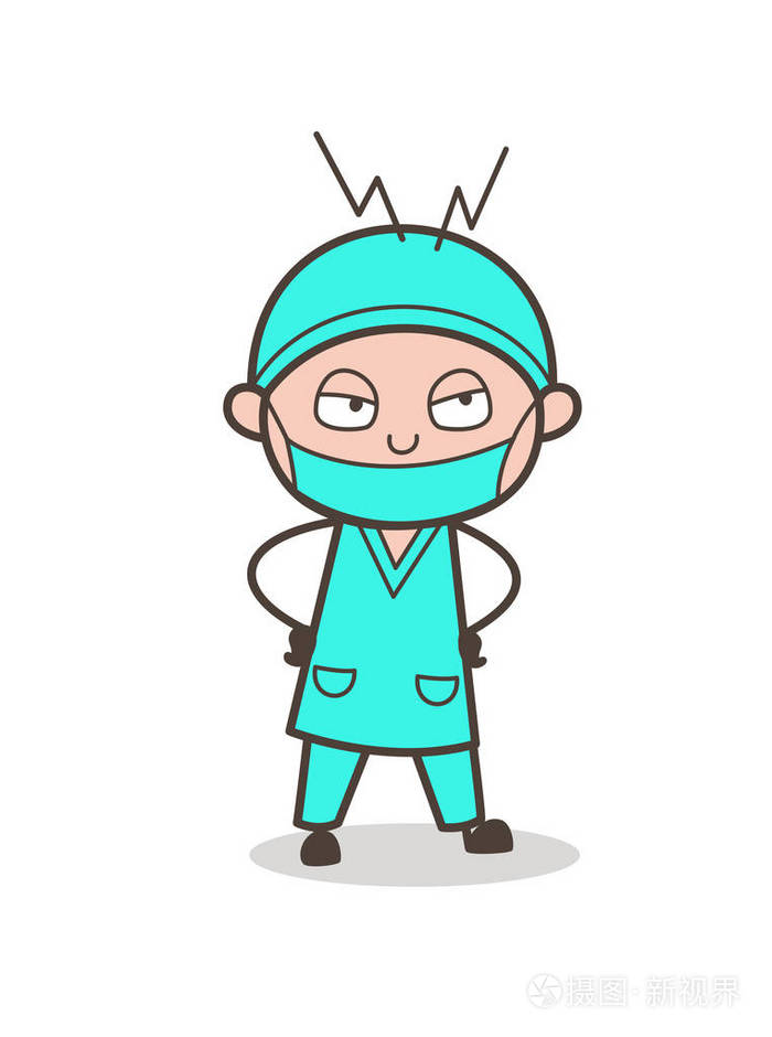 卡通医生惊讶表情矢量图