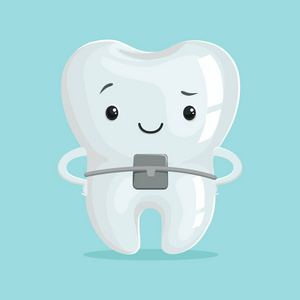 可爱正畸牙齿卡通插画