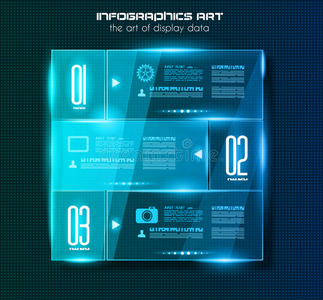 带有玻璃表面的信息图形设计模板。