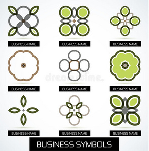 抽象商务绿色几何符号图标集