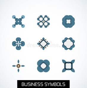 最小平面几何商业符号。图标集