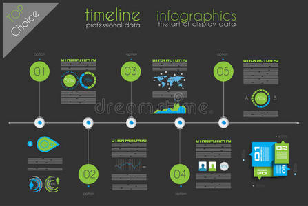 使用信息图形元素显示数据的时间轴