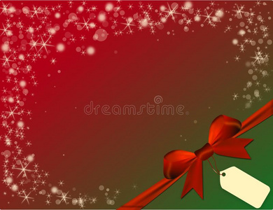 圣诞红色背景，红色蝴蝶结在绿色的角落